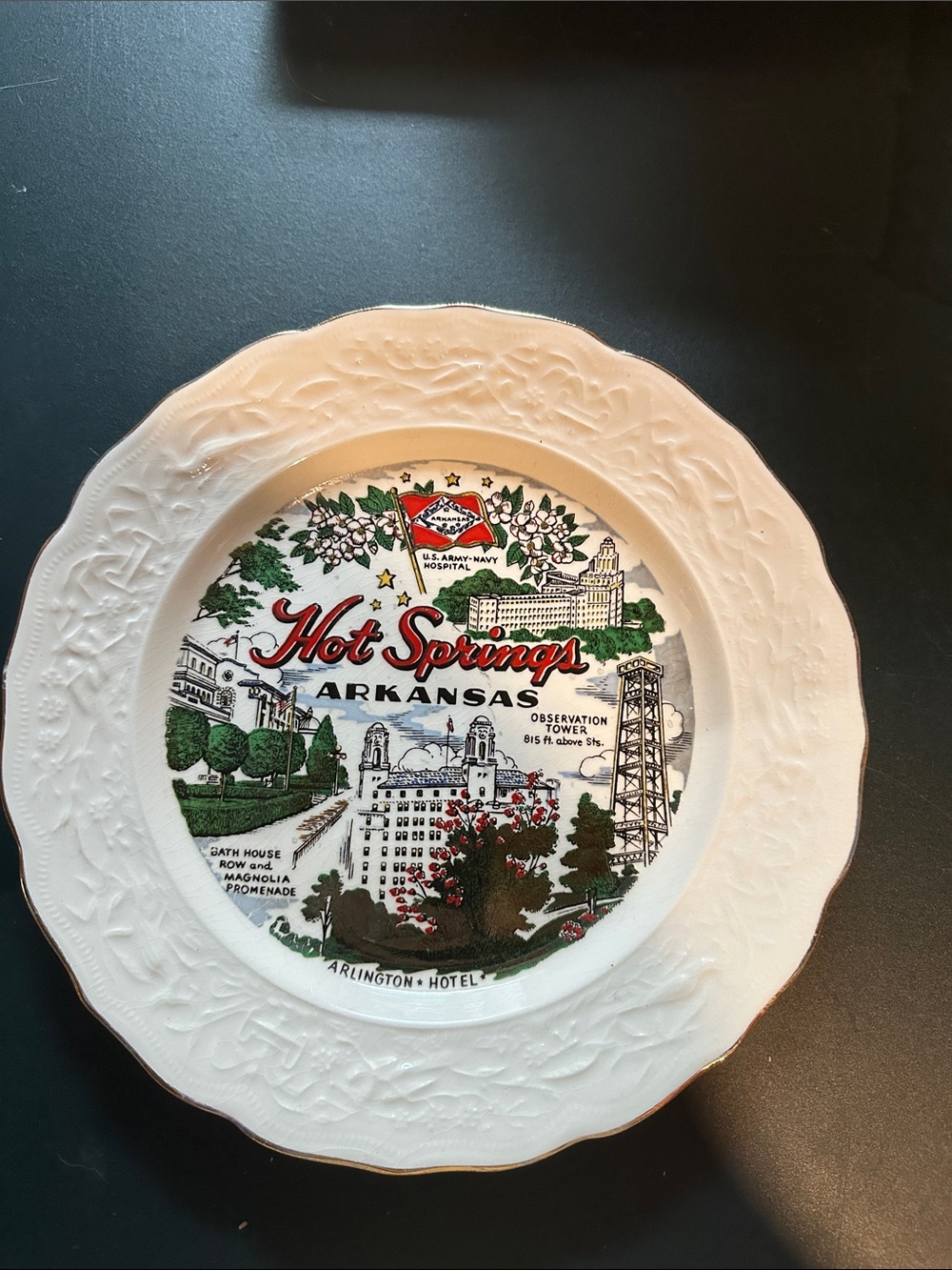 Hot Springs Arkansas Decorative White Souvenir Plate